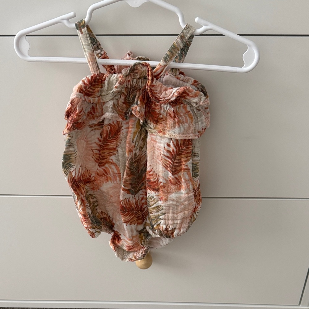 Angel Dear Tropical Leaf Print Romper